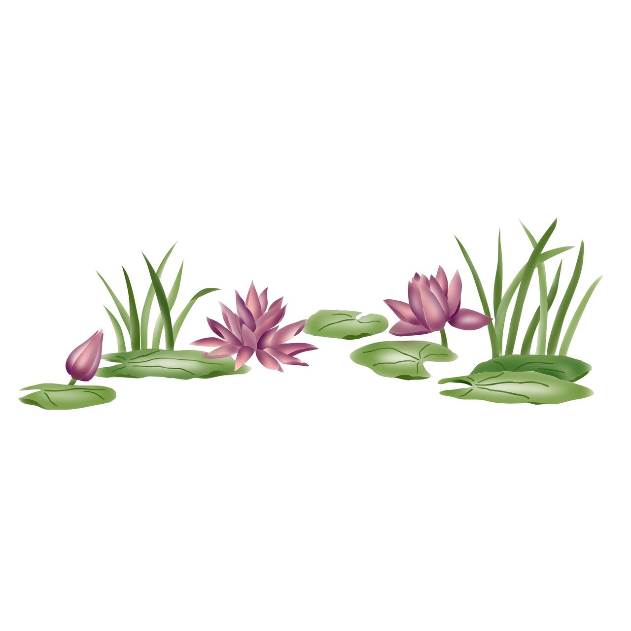 Waterlilies Wall Stencil | 2619 by Designer Stencils | Floral Stencils |